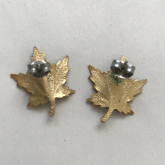 Vintage Maple Leaf Fall Leaves Nature Earrings - Picture 2 of 6